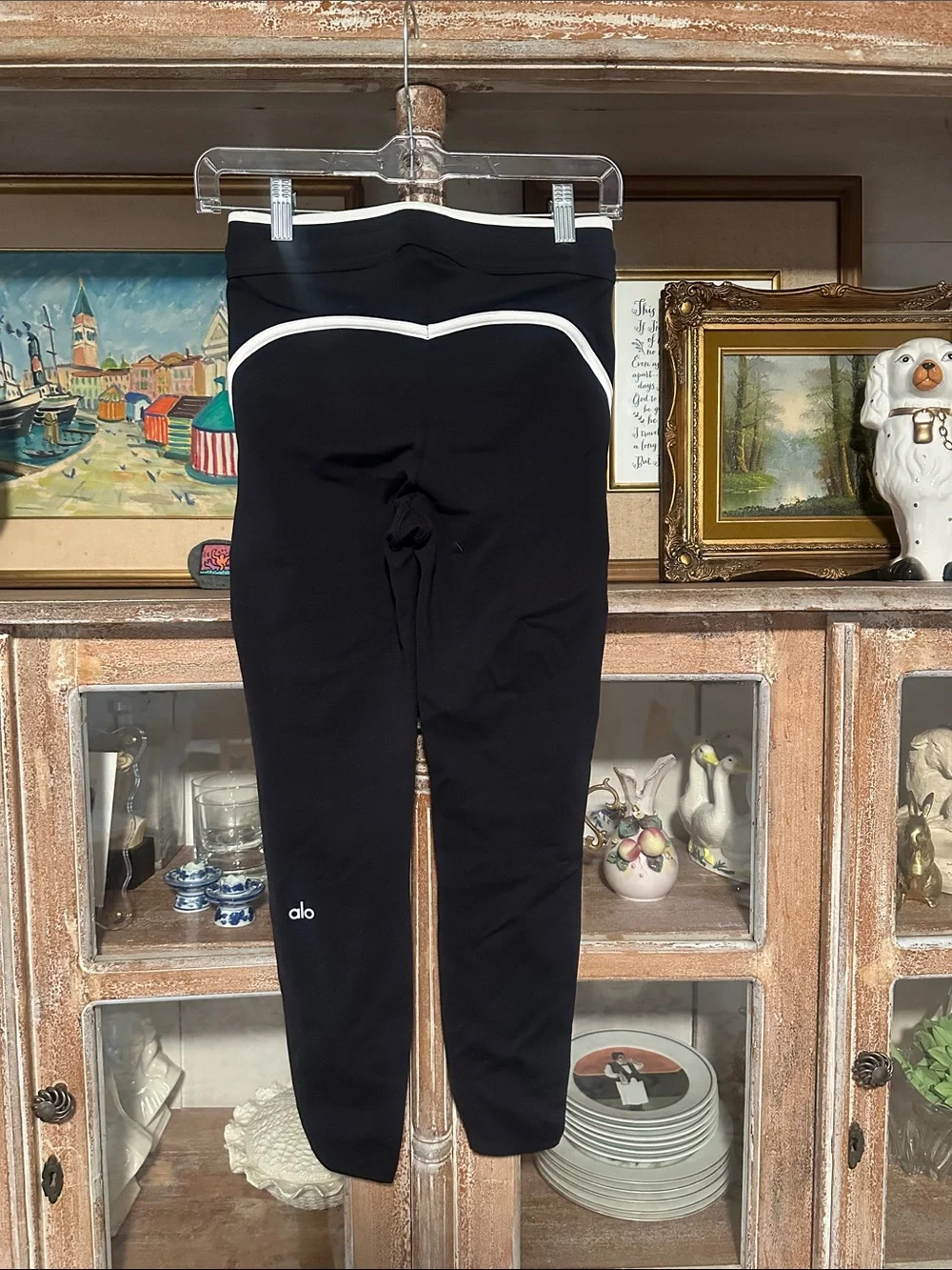 ALO Yoga Black Joggers with White Side Stripes